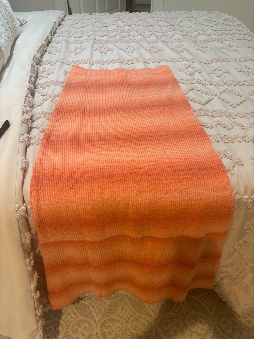 Lulus Peach-Orange Ribbed Maxi Skirt